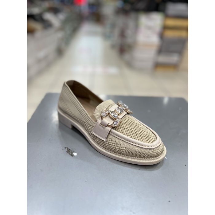 Hco Triko Model Taşlı Şık Kadın Loafer Ayakkabı