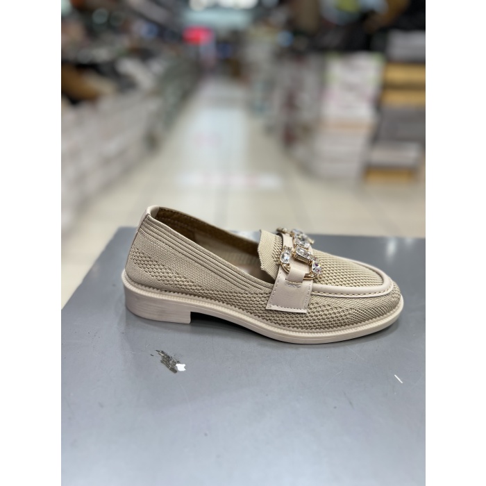 Hco Triko Model Taşlı Şık Kadın Loafer Ayakkabı