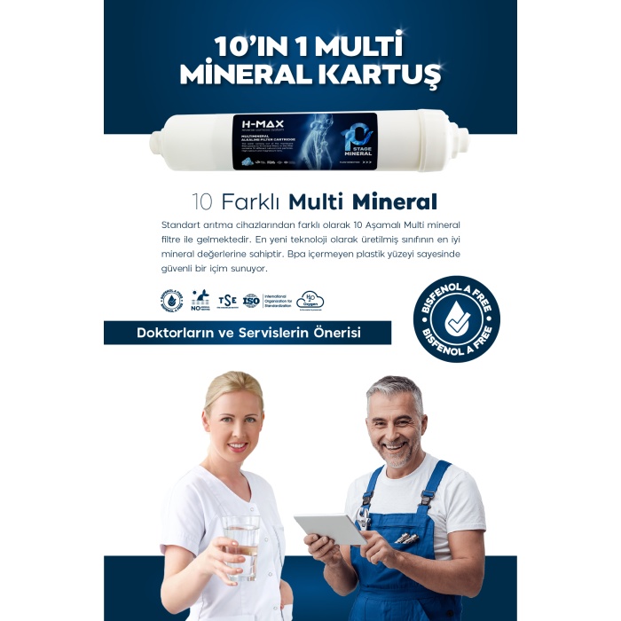 8 Litre Çelik Tanklı 15 Aşama Multi Mineralli 80 GPD Su Arıtma Cihazı HMAXB3512