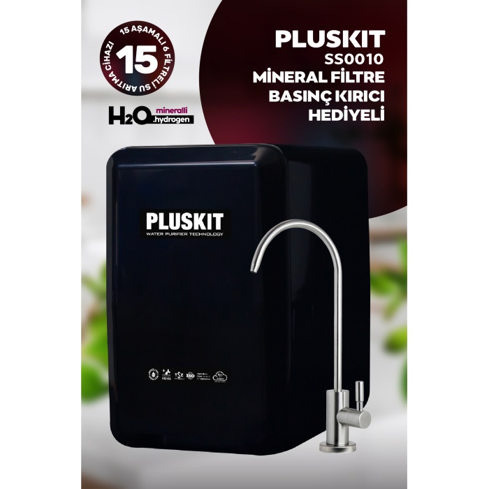 PLUSKİT 8 Litre 15 Aşama Mineralli 75 GPD Su Arıtma Cihazı SS0010