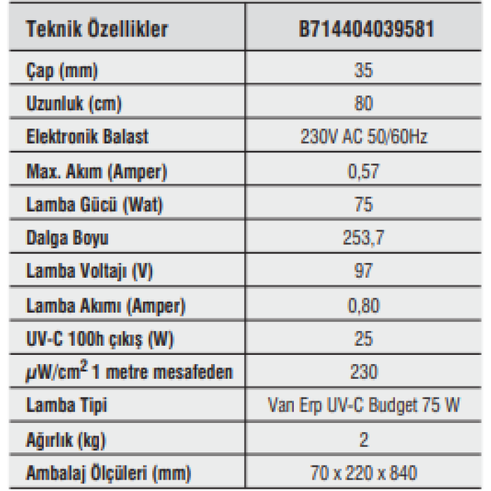 Su depolarının dezenfeksiyonu için tasarlanmış UV-C cihazı