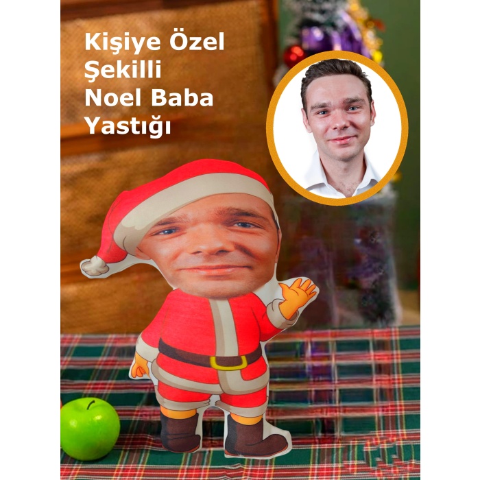 Kişiye Özel Noel Baba Yılbaşı Tasarımlı Şekilli Yastık