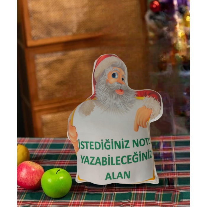 Kişiye Özel Noel Baba Notlu Yılbaşı Kutlama Şekilli Yastık