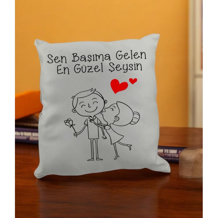 Kaldırımdaki Aşıklar Biblo Notluk Ve Yastık Hediyelik Set