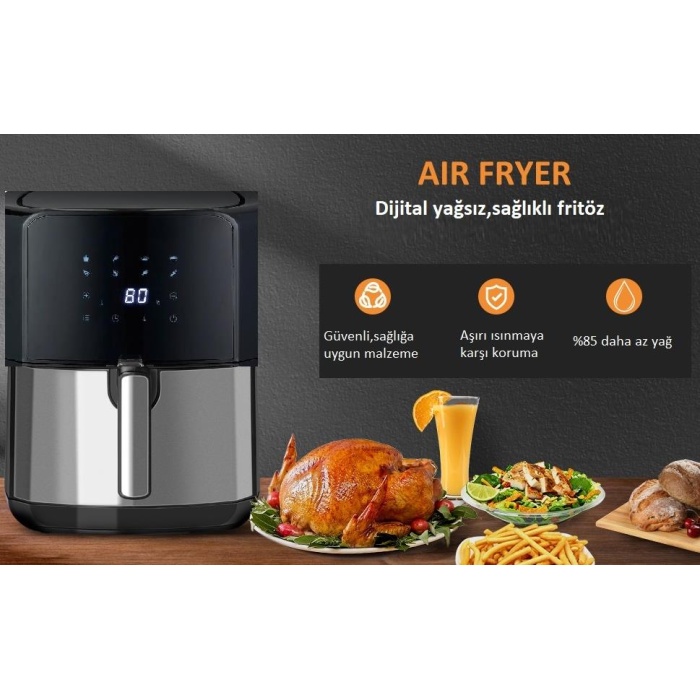 Dalle DL-AF558T1 Dijital 5.5 Lt Yağsız Fritöz 1700 Watt - XL AirFryer