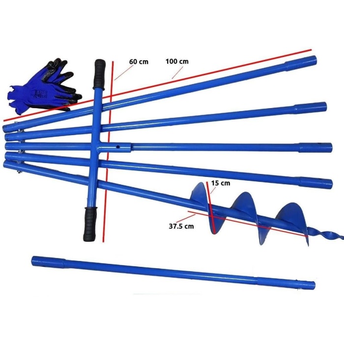 Manuel Uzatmalı Toprak Delme Burgusu Aleti Çap 15 cm Boy 6 mt