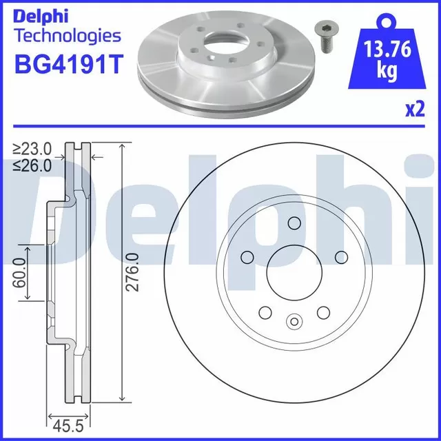 FREN DISKI CIFTLI PAKET - BOYALI. DELIKLI O - DELPHI BG4191T