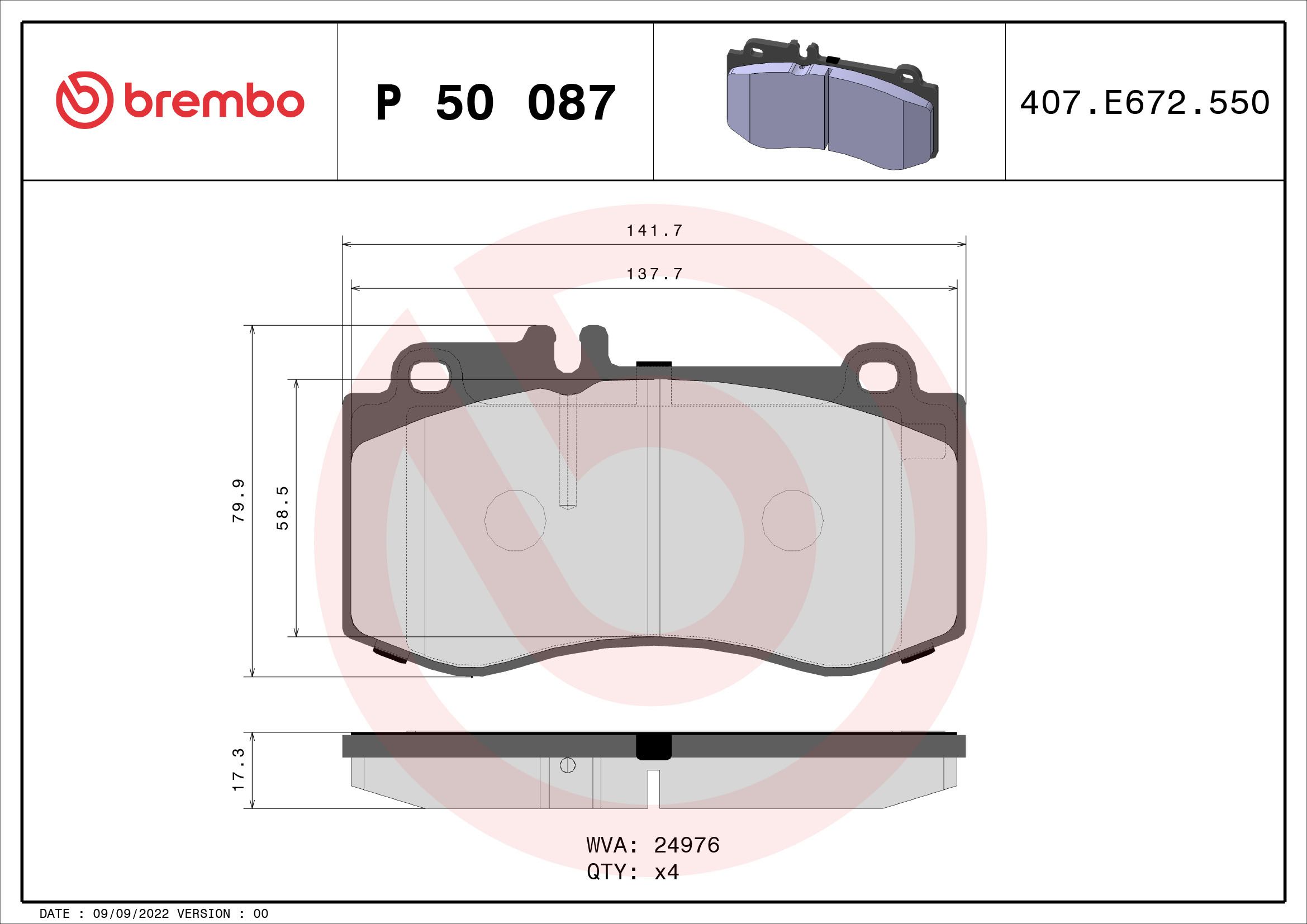 Fren Balatasi On Mercedes 212 E 350/400/500 -218 Cls - BREMBO P50087