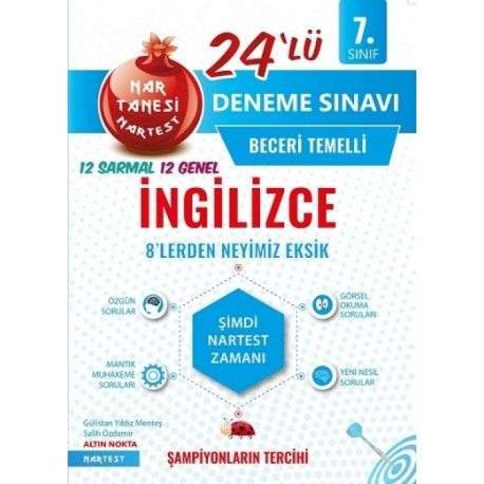 Nartest Yayınları 7. Sınıf Nar Tanesi İngilizce 24 Deneme Sınavı