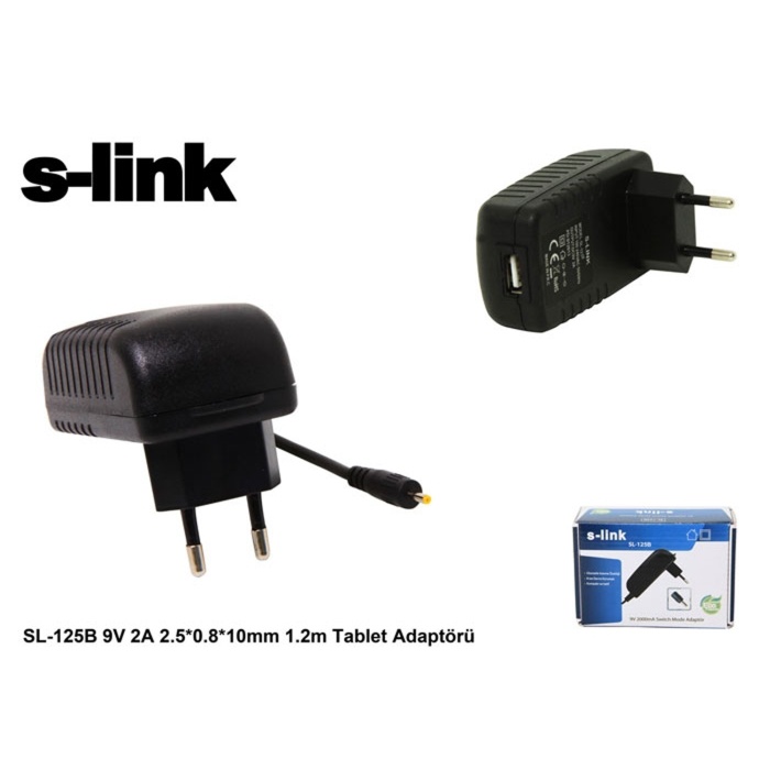 S-link SL-125B 9v 2a 2.5-0.8-10mm 1.2 Tablet Adaptörü