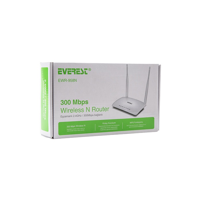 Everest EWR-958N 300 Mbps 1 WAN + 4 LAN Port WISP+Repeater+Access Point 2.4GHz Beyaz Kablosuz Router