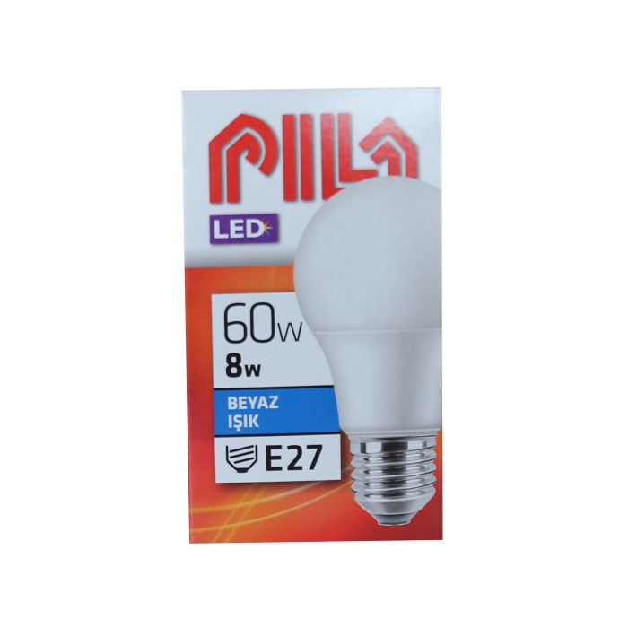 Ampul Pila Led a60 8w-60w E27 Beyaz Led Ampul