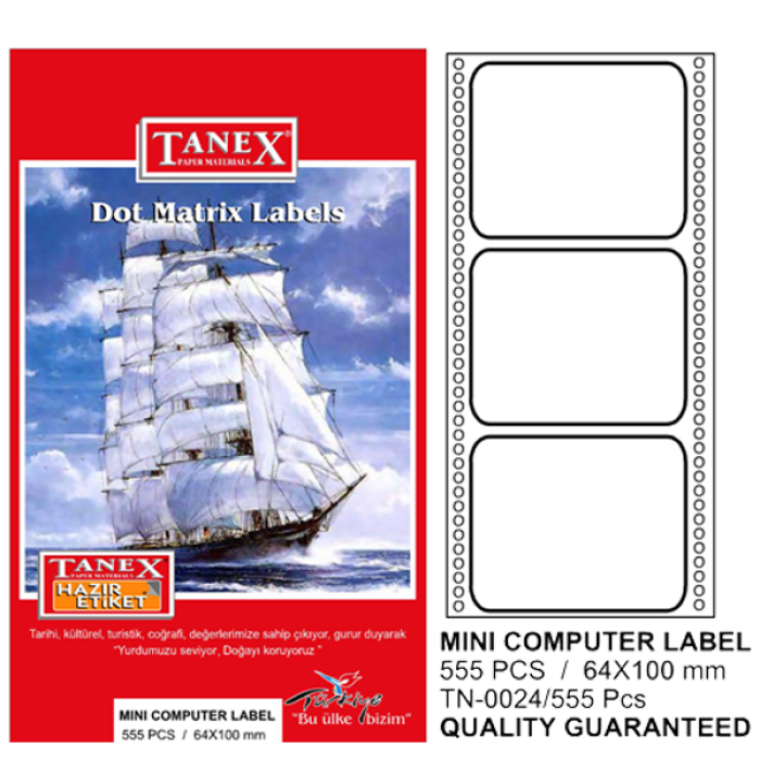 Tanex Sürekli Form Etiket 555 Lİ 64x100