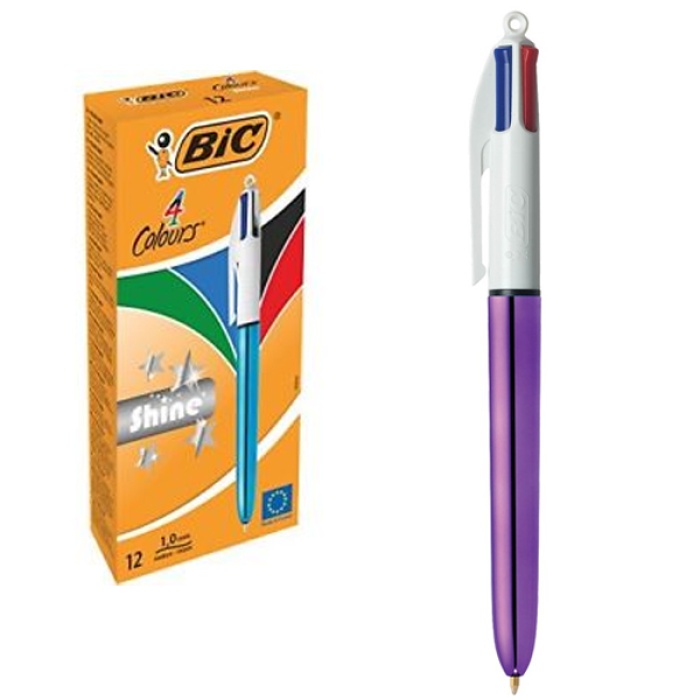 Bic Tükenmez Kalem Shıne 4 Colours Mor Gövde 12 Lİ 951351