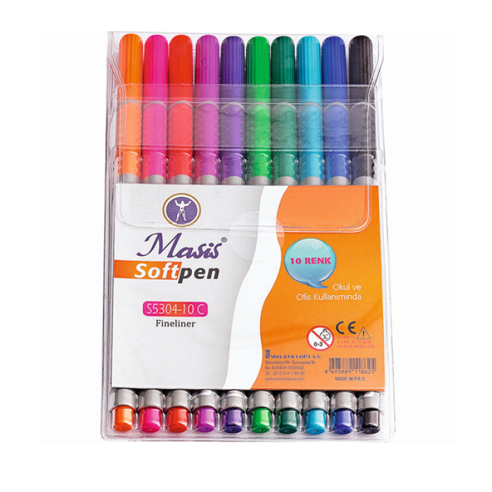 Masis Fineliner Softpen Pvc 10 Renk S5304-10C