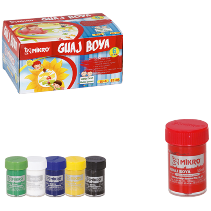 Mikro Guaj Boya Şişe 6 Renk 15 ML GJ-06