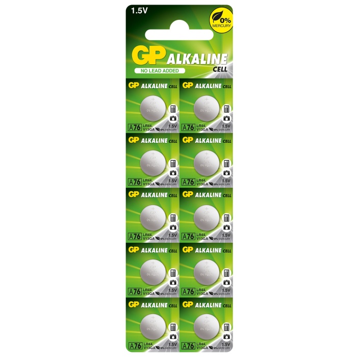 GP GPA76-2C10 LR44 Alkalin Düğme Pil 10lu Paket 