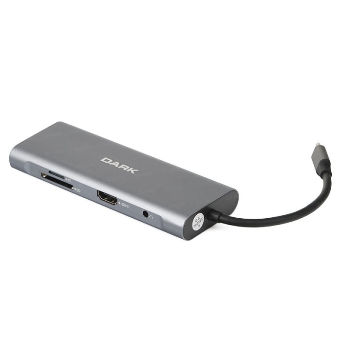 Dark DK-AC-U31X39 USB 3.1 Type-C 9 in 1 Ether-HDMI-TF SD Kart Okuyucu-USB3.0-Kulaklık Çokı HUB