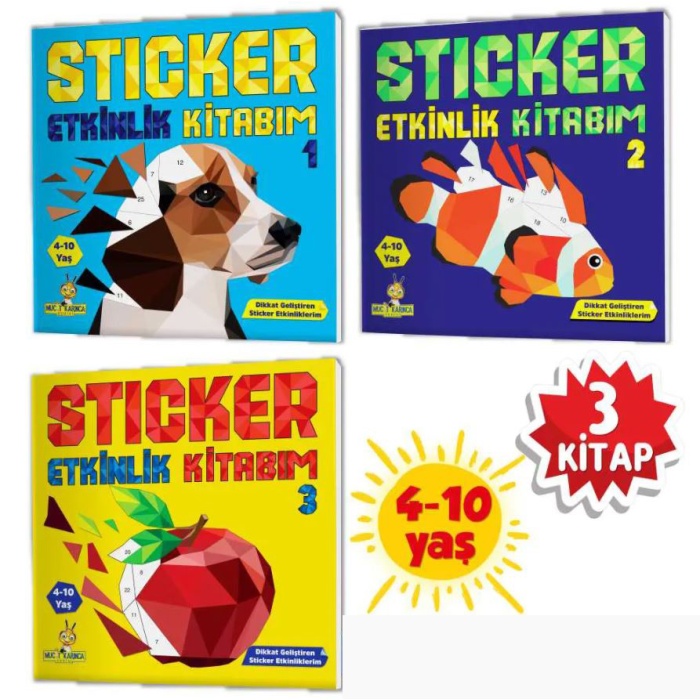 Yükselen Zeka 4-10 Yaş Sticker Etkinlik Kitabım (3 Kitap Set)