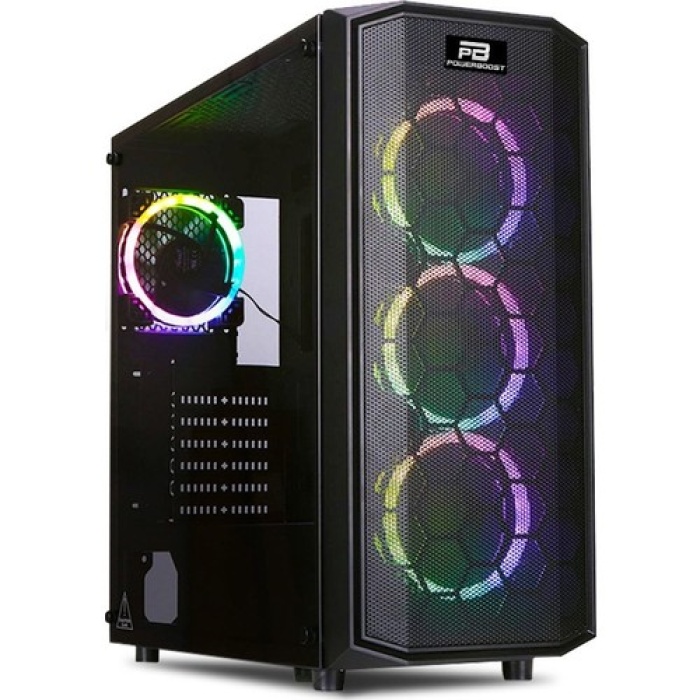 PowerBoost X58RGB-650W 80+ USB 3.0 Mesh 6 x RGB Fanlı Gaming Kasa (JBST-X58RGB-650)