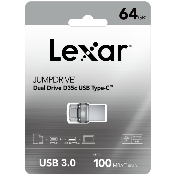 Lexar 128GB Usb 3.0 J.Drive D35c OTG Type-C 100MB-s Çift Taraflı Flash Bellek