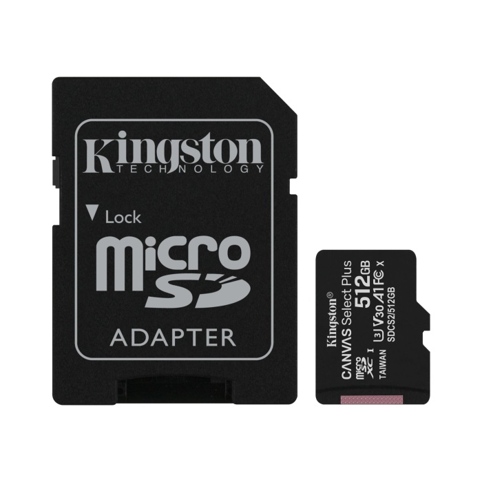 Kingston SDCS2-512GB 512GB micSDXC Canvas Select Plus 100R A1 C10 Card + ADP Hafıza Kartı