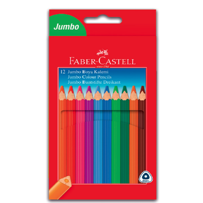 Faber-Castell Kuru Boya Karton Kutu Jumbo Tam Boy Üçgen 12 Renk 5171 116615