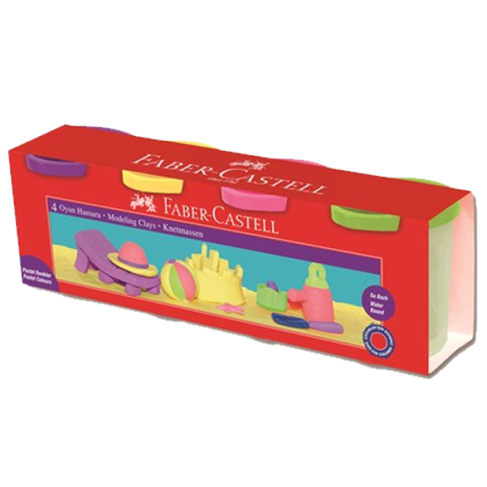 Faber-Castell Oyun Hamuru Silindir Su Bazlı 440 GR 4 Pastel Renk 5170 120045