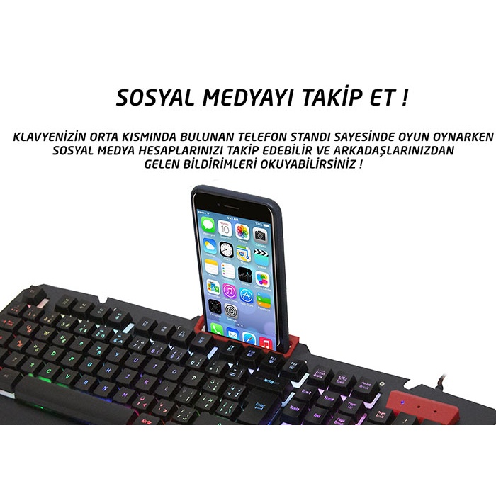 Everest KB-R800 METAFOR USB Gökkuşağı Aydınlatmalı Q Metal Yüzey Gaming Oyuncu Klavyesi