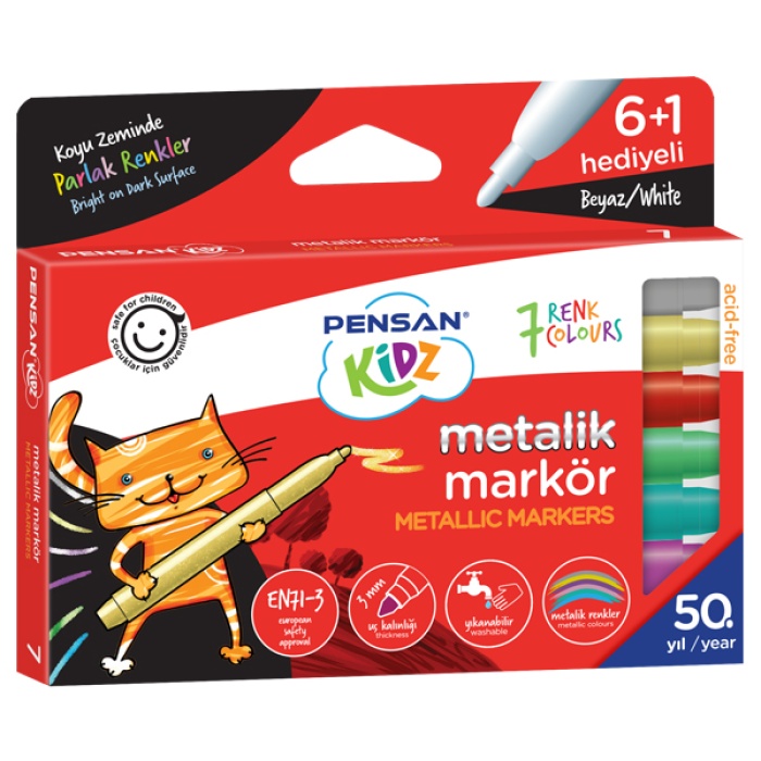 Pensan Markör Kidz Temizlenebilir 7 Metalik  99930