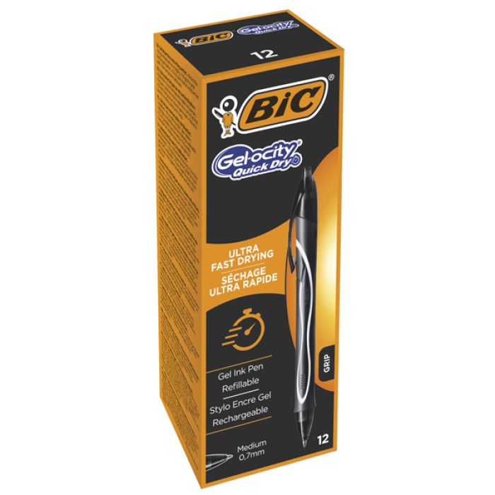 Bic Jel Kalem İntensity Basmalı Hızlı Kuruyan 12 Lİ Siyah