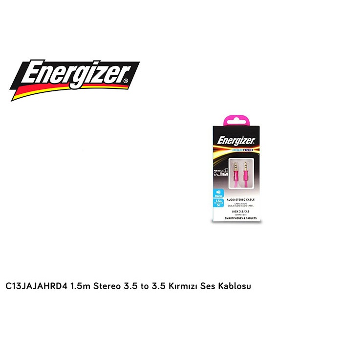 Energizer C13JAJAHRD4 1.5m Stereo 3.5 to 3.5 Kırmızı Ses Kablosu