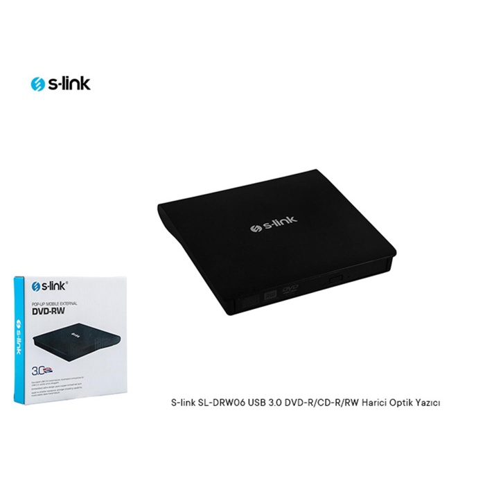 S-link SL-DRW06 USB 3.0 DVD-R-CD-R-RW- Dvd-Rw Ultra Slim Harici Optik Yazıcı Siyah