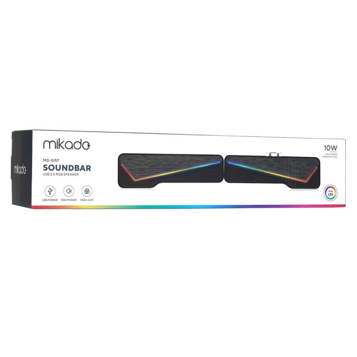 Mikado MD-S157 2.0 5Wx2CH RGB Ledli Oyuncu Siyah USB Sound Bar Speaker Hoparlör