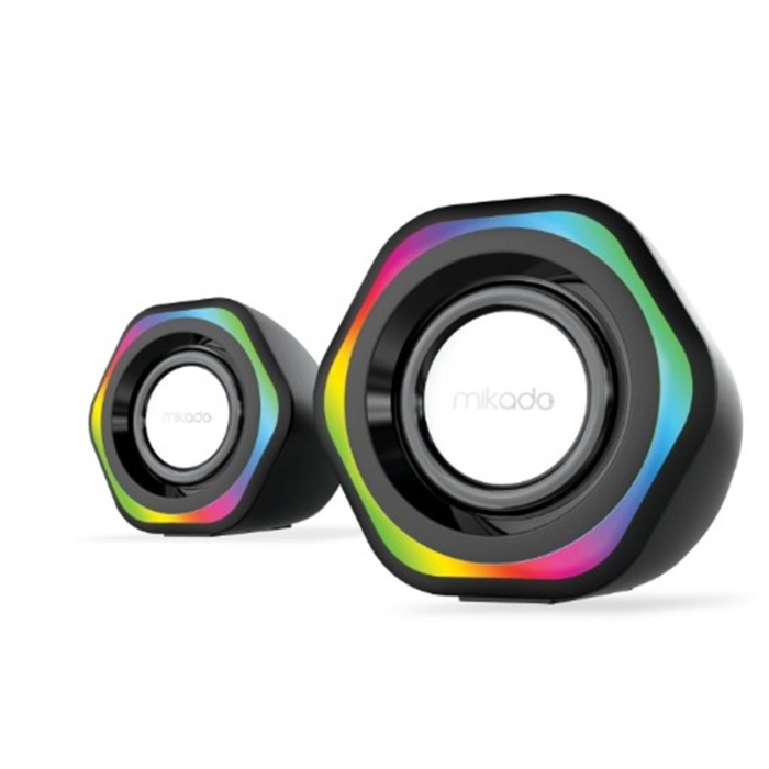 Mikado MD-178 2.0 3W-2 Beyaz RGB Aydınlatmalı USB + 3.5mm USB 5V Speaker Hoparlör