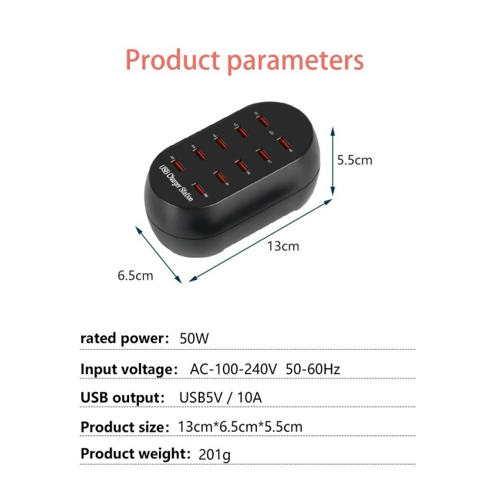 10 usb li şarj aleti 50 w hızlı şarj istasyonu 10 port USB şarj aleti