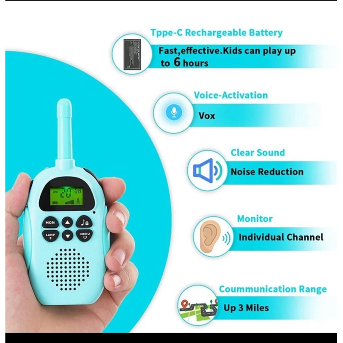 Çocuklar için  Elde Taşınabilir  Walky Talky İki Yönlü Telsiz İntercom EL fenerli-pembe