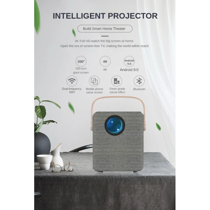Akıllı Mini Beyaz Projeksiyon Cihazı Wıfı Ev Projektörü Full HD Projektör
