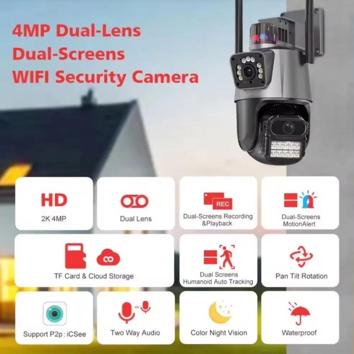 Yeni Dış Mekan IP Kamera Çift Lens Wifi Güvenlik Kamerası