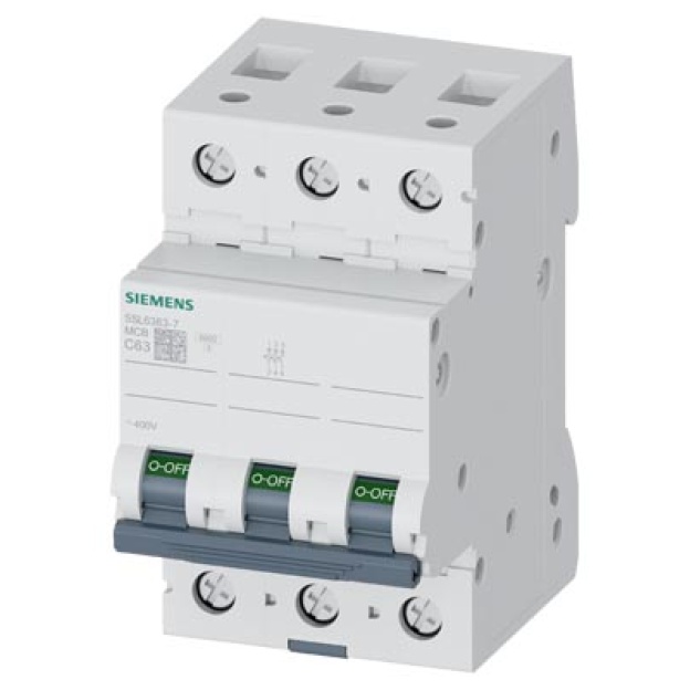 5SL6363-7 Miniature circuit breaker 400 V 6kA, 3-pole, C, 63