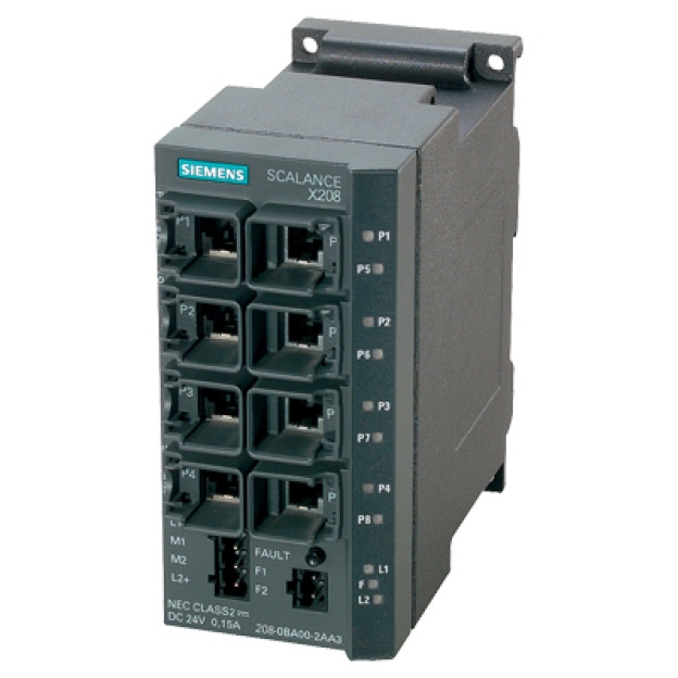 6GK5208-0BA10-2AA3 SCALANCE X208, managed IE switch, 8x 10/100 Mbit/s