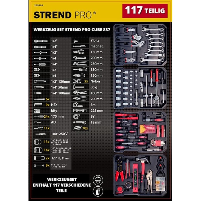 STREND PRO Alet çantası 117 Parçalı Dolu Alet Çantası