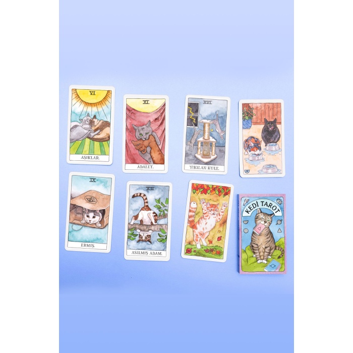 Kedi Tarot (Cat Tarot) 78 Tarot Kartı ve Rehber Kitap (Yeni Kutu)