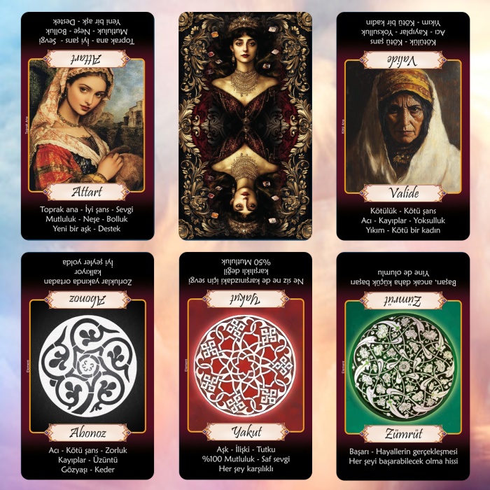 Mistik Katina Aşk Falı Kehanet Tarot Destesi / Açıklamalı 68 Kart