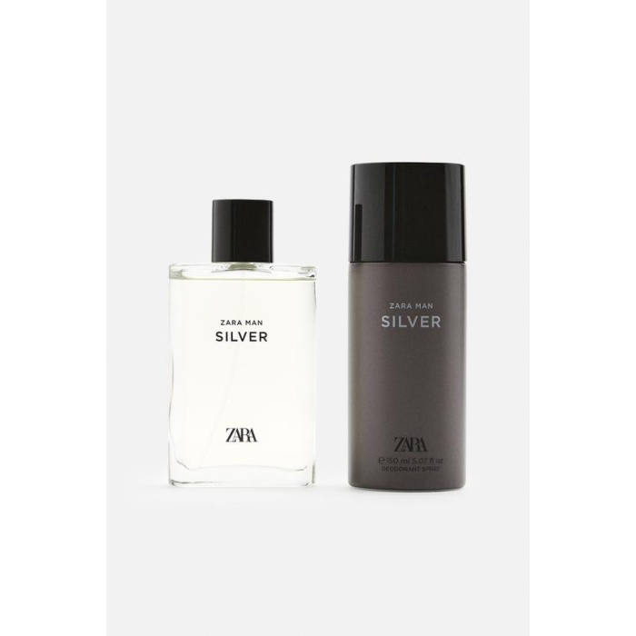 ZARA MAN SILVER EDT 90ML (3.04 FL OZ) + DEODORANT SPRAY EDC 150ML (5.07 FL OZ)