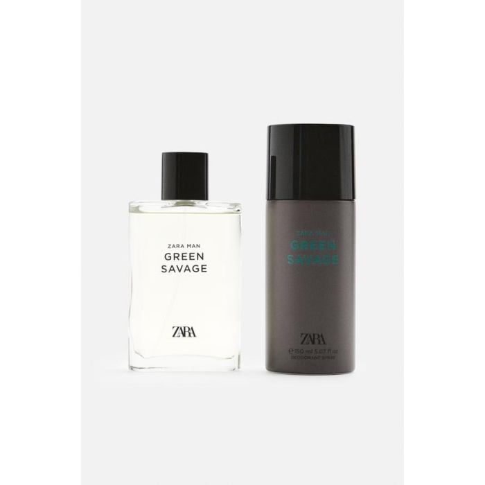 ZARA MAN GREEN SAVAGE EDT 90 ML (3,04 FL OZ) + DEODORANT SPRAY EDC 150 ML (5,07 FL OZ)