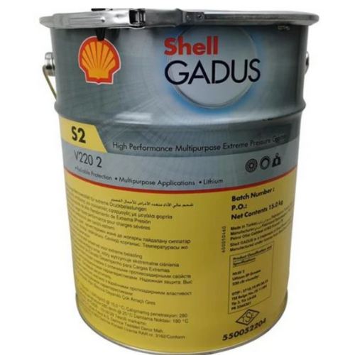 Shell Gadus S2 V220 2 15 Litre | Endüstriyel ekipmanlar için yüksek performanslı ve uzun ömürlü yağlama sağlar.