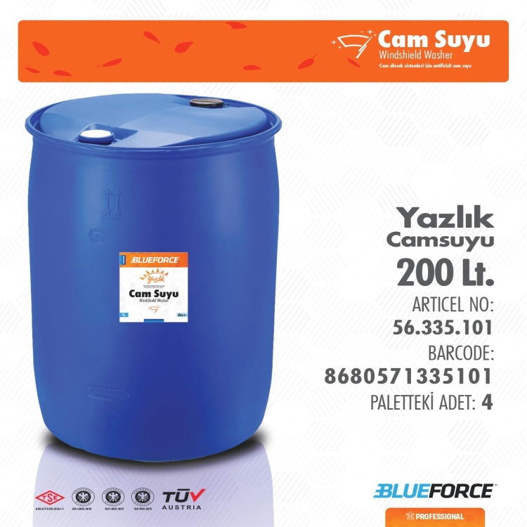 BLUEFORCE 200 LT YAZLIK CAM SUYU