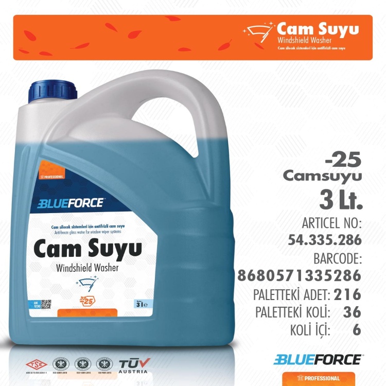 BLUEFORCE 3 LT KIŞLIK CAM SUYU (-25°)