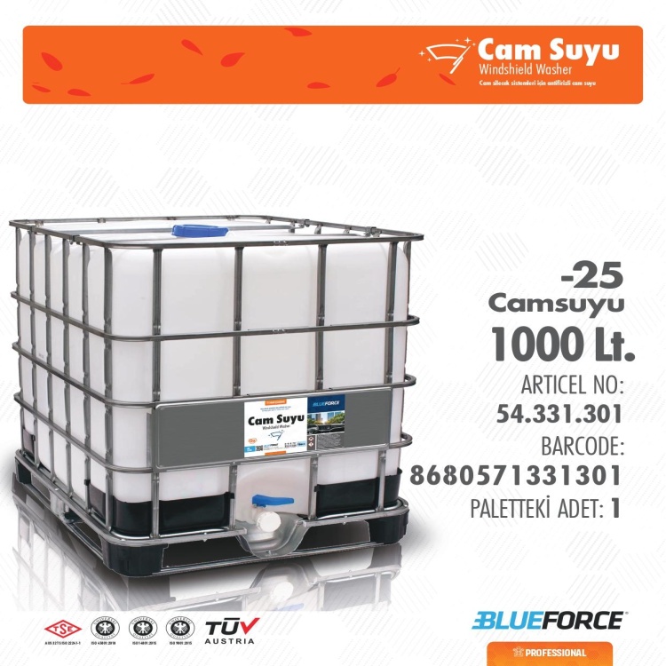 BLUEFORCE IBC / 1000 LT KIŞLIK CAM SUYU (-25°)